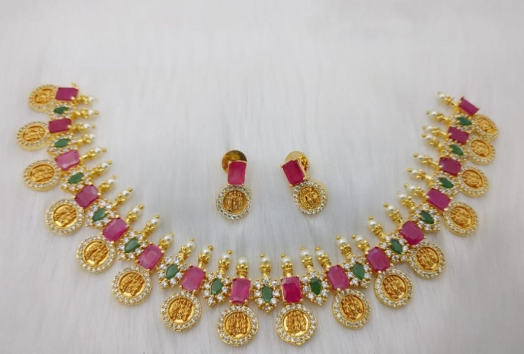 Ram parivar shot neck lease cz with kempo stones uploaded by Amulya jewelry on 5/25/2021