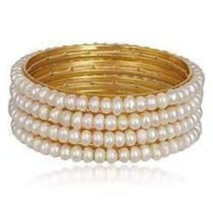 Cream Shell Pearl Bangles for Women- Set of 4 uploaded by business on 5/25/2021