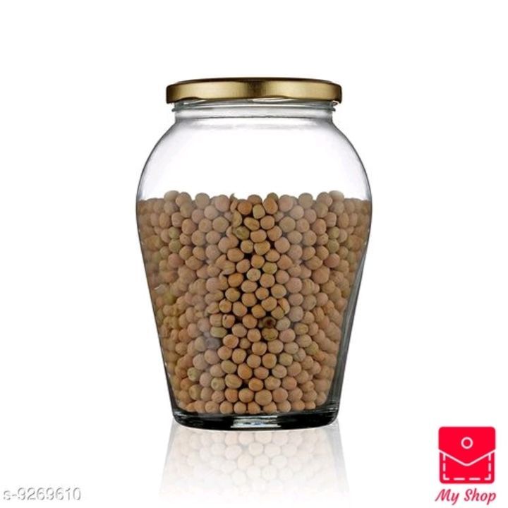 Matka Shape Glass Jar and Glass Container for Kitchen with Air Tight Lid, Golden (Pack of 4, 1000ml) uploaded by My Shop Prime on 5/25/2021