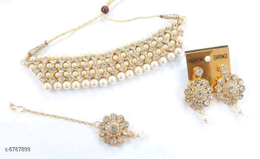 Necklace set with erring and mangtikka uploaded by Shopping gellery on 5/26/2021