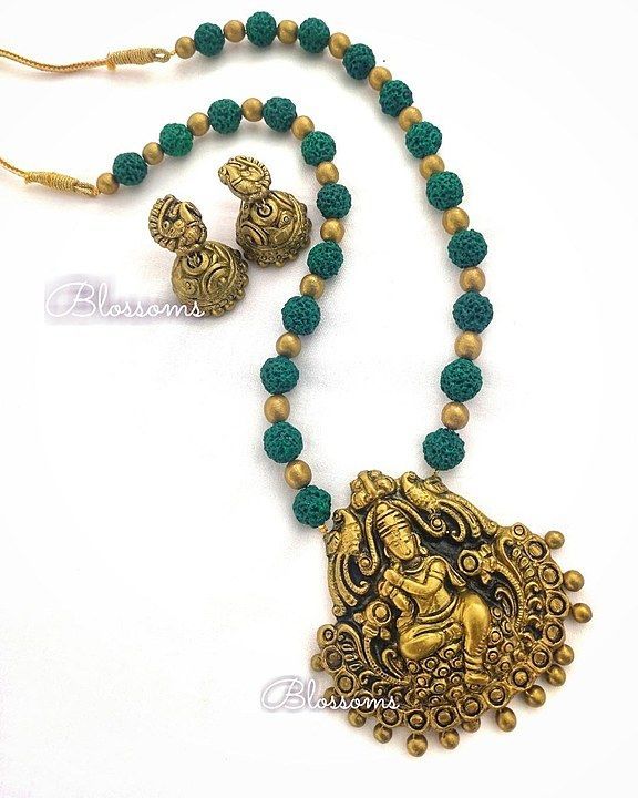 Krishna terracotta jewelry set. Color can be customized.  uploaded by business on 8/7/2020