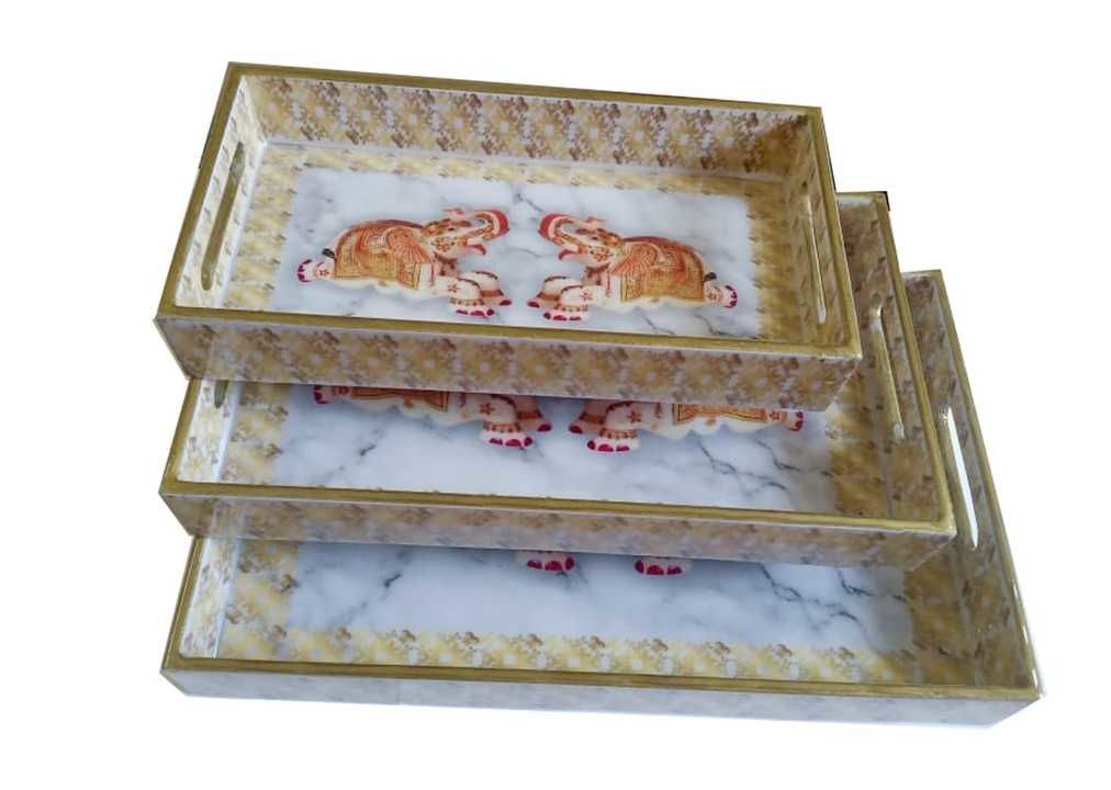 Wooden 3 pcs tray set uploaded by Harsh collection on 5/27/2021
