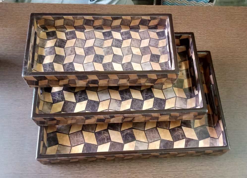 Wooden 3 pcs tray set uploaded by business on 5/27/2021