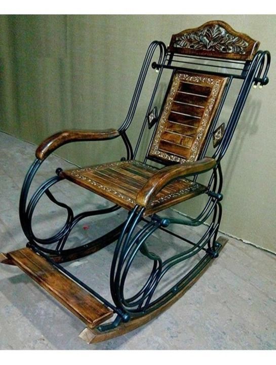 Saharanpur Wooden Antique Look Rocking Chair For Garden, Living Room, Office Pupose In Natural Brown uploaded by business on 5/27/2021