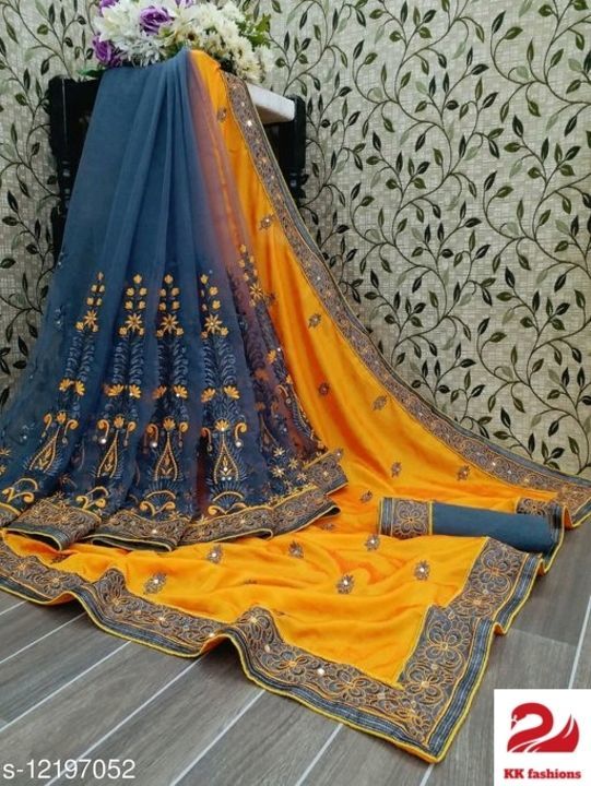 Embroidery net sarees uploaded by business on 5/27/2021