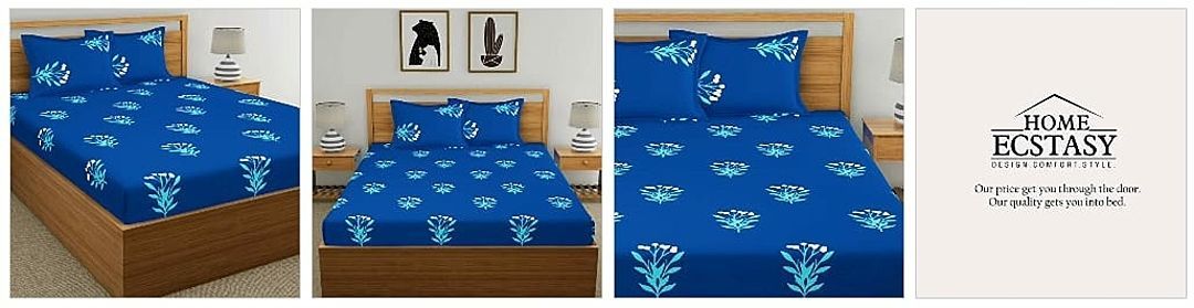 Home Ecstasy 100% Cotton Double bedsheets with 2 Pillow Covers Cotton, 140tc Floral Blue bedsheets  uploaded by My Shop Prime on 8/7/2020