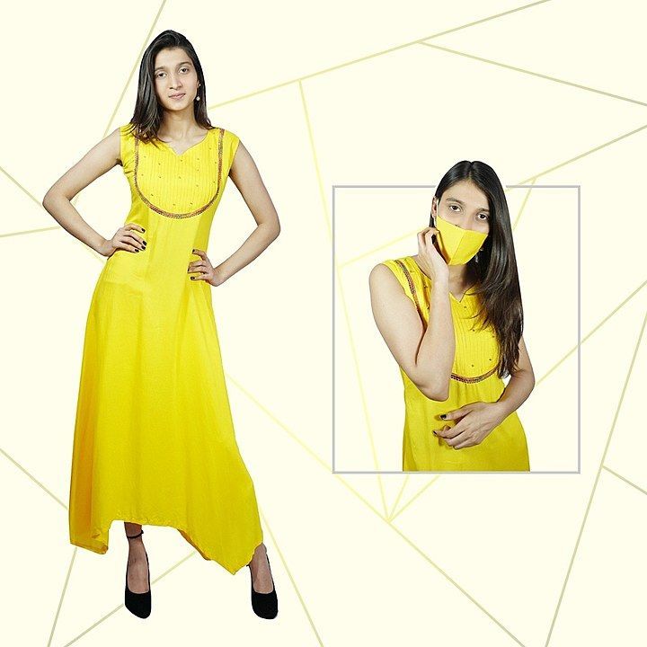 Yellow floor touch dress uploaded by business on 8/7/2020