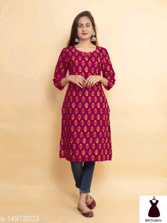 Post image Catalog Name:*Myra Ensemble Kurtis*
Fabric: cotton
Sleeve Length: Three-Quarter Sleeves
Pattern: Printed
Combo of: Single
Sizes:
L (Bust Size: 40 in, Size Length: 44 in) 
M (Bust Size: 38 in, Size Length: 44 in) 
S (Bust Size: 36 in, Size Length: 44 in) 
XXL (Bust Size: 44 in, Size Length: 44 in) 
XL (Bust Size: 42 in, Size Length: 44 in) 

Dispatch:1 Day cod available free shipping @rupees 450