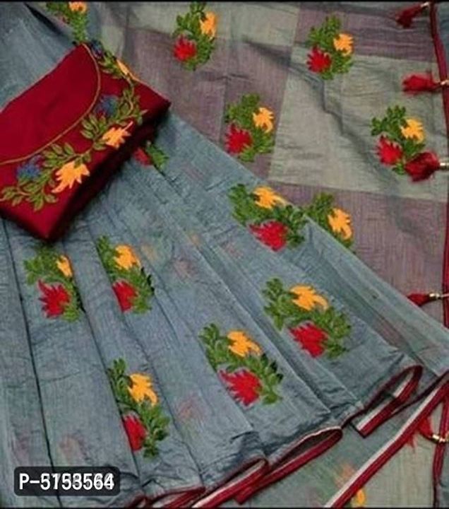 Attractive Chanderi Silk Embroidered Saree with Blouse piece uploaded by Yobo_shop on 5/28/2021