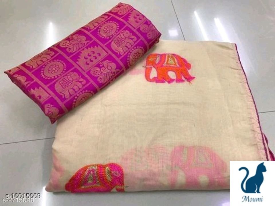 Hati Printed Cotton saree uploaded by Moumi's collections  on 5/28/2021
