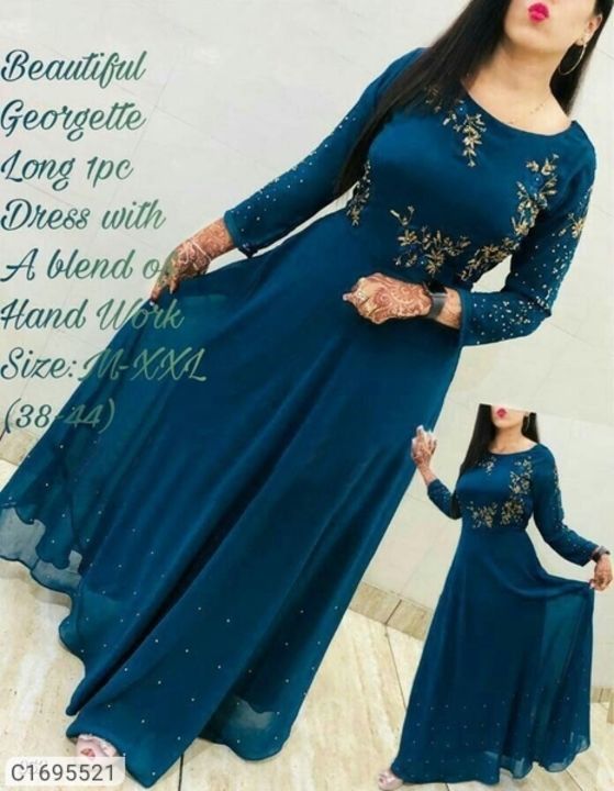 *Catalog Name:* Attractive Embroidered Georgette Floor Length Gown
 uploaded by Lovely mart on 5/29/2021