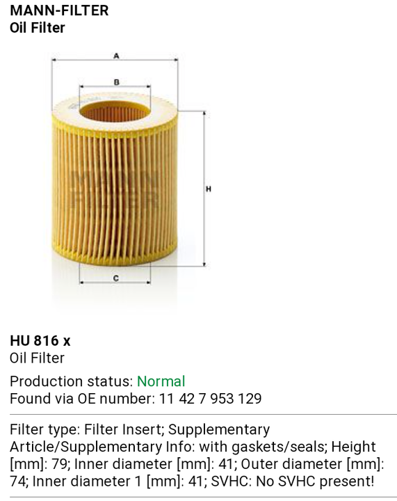 oil filter(Mann filters) uploaded by business on 5/29/2021