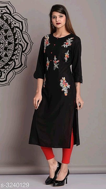 Embroidery straight kurti uploaded by business on 8/7/2020