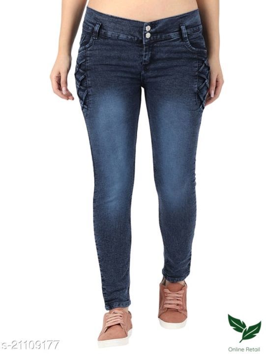 Denim woman stylish side jeans uploaded by Fashion stylish  on 5/29/2021