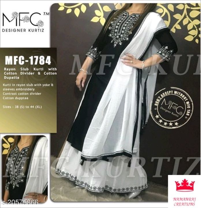 Post image I want 1 Pieces of M F C kurti set.
Chat with me only if you offer COD.
Below is the sample image of what I want.