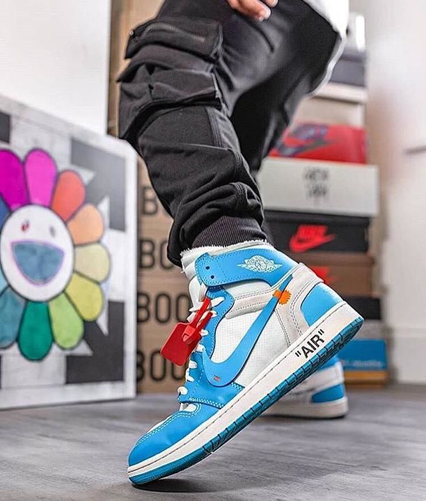 MODEL:- *Nike Air Jordan Retro 1 Off White UNC*🔥❤️

Sizes : 41, 42, 43, 44, 45

Quality:-  Premium  uploaded by business on 8/8/2020