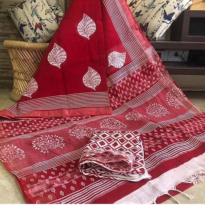 Post image Linen
 Cotton Saree with blouse party wear collection
Saree_- 5.5m
Blouse- .80cm
Party wear collection

Febric-linen Cotton salab
Print- Hand Blok Printed
Clour- multicolored