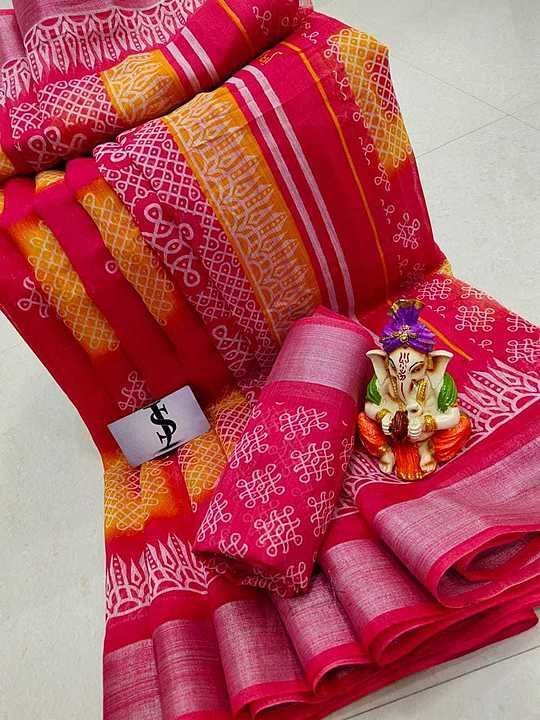 Post image Soft linen cotton 
Silver double side border 
Rangoli design in double colour shade
Printed blouse attached 

@ rs. 899 each + $

Multiples avl.... 

Many pcsss
