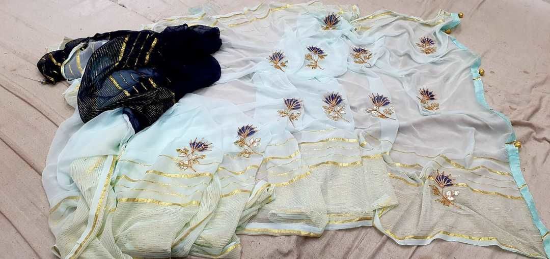 ✈✈ new lunch✈✈
👉 Pure chiffon Lurax  saree
👉Kacha gotta handwork
👉 contrast blouse

👉 price 599  uploaded by business on 5/30/2021