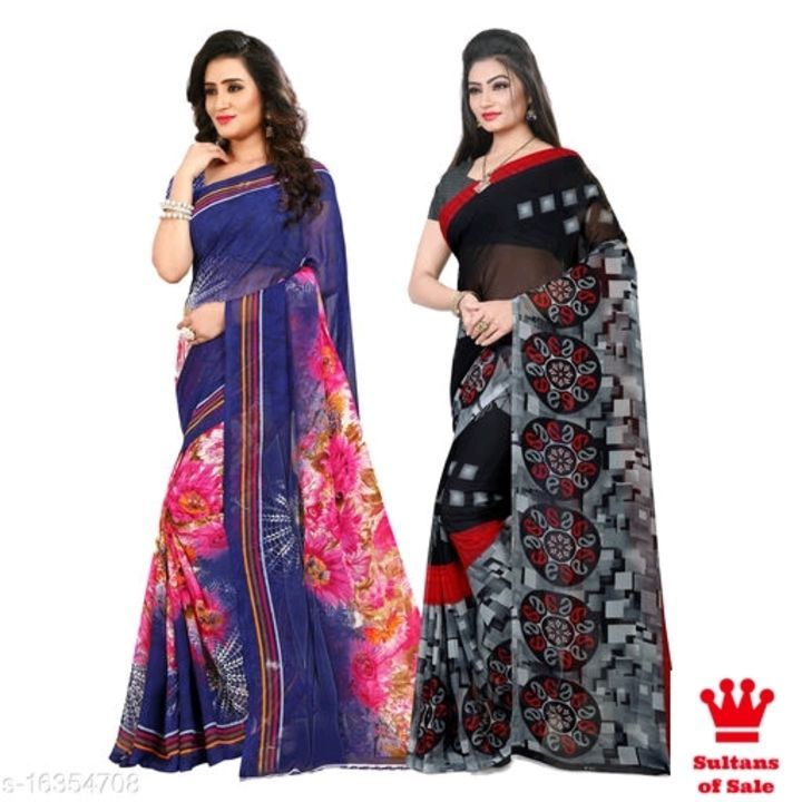 Pack of 2 Printed, daily wear Georgette Sarees with unstitched blouse piece uploaded by business on 5/30/2021
