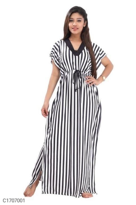 *Catalog Name:* Women's Satin Stripe Night Gowns uploaded by Lovely mart on 5/31/2021