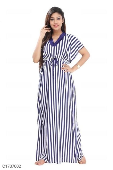 *Catalog Name:* Women's Satin Stripe Night Gowns uploaded by Lovely mart on 5/31/2021