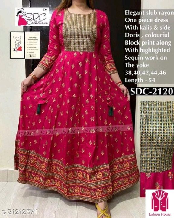 Post image Checkout this hot &amp; latest Kurtis &amp; Kurtas
Beautiful Rayon Red Block Print Anarkali Kurti 
Fabric: Rayon
Sleeve Length: Three-Quarter Sleeves
Pattern: Printed
Combo of: Single
Sizes:
XL (Bust Size: 42 in, Size Length: 46 in) 
L (Bust Size: 40 in, Size Length: 46 in) 
M (Bust Size: 38 in, Size Length: 46 in) 
XXL (Bust Size: 44 in, Size Length: 46 in) 
XXXL (Bust Size: 46 in, Size Length: 46 in) 

Country of Origin: India
Sizes Available - M, L, XL, XXL, XXXL
price - 900