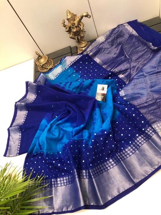 Shibori print organza sarees with foil mirror work uploaded by business on 5/31/2021
