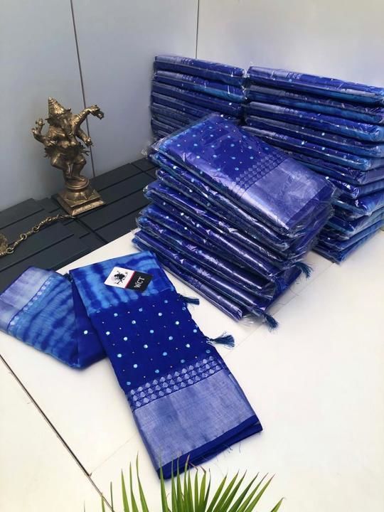 Shibori print organza sarees with foil mirror work uploaded by business on 5/31/2021