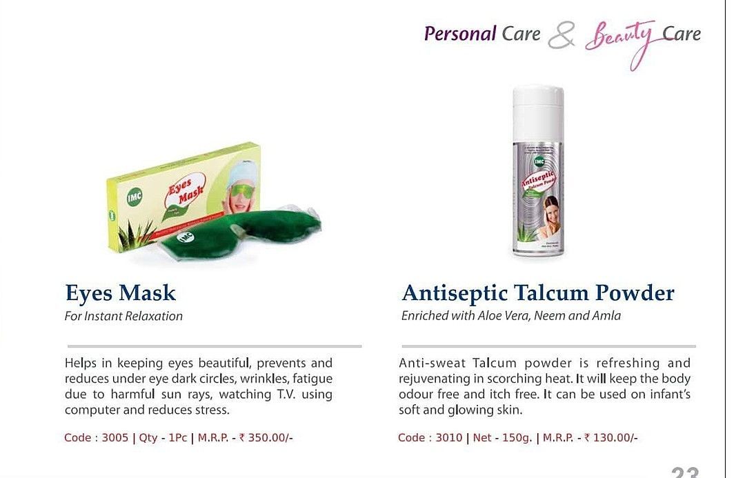Eyes Mask and Antiseptic Talcum Powder Combo Pack uploaded by IMCC on 8/8/2020