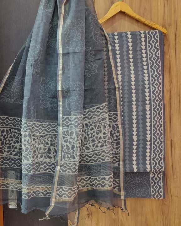 Hand block printed kota doriya suit with dupatta  uploaded by Bagru Hand Block Textile  on 5/31/2021