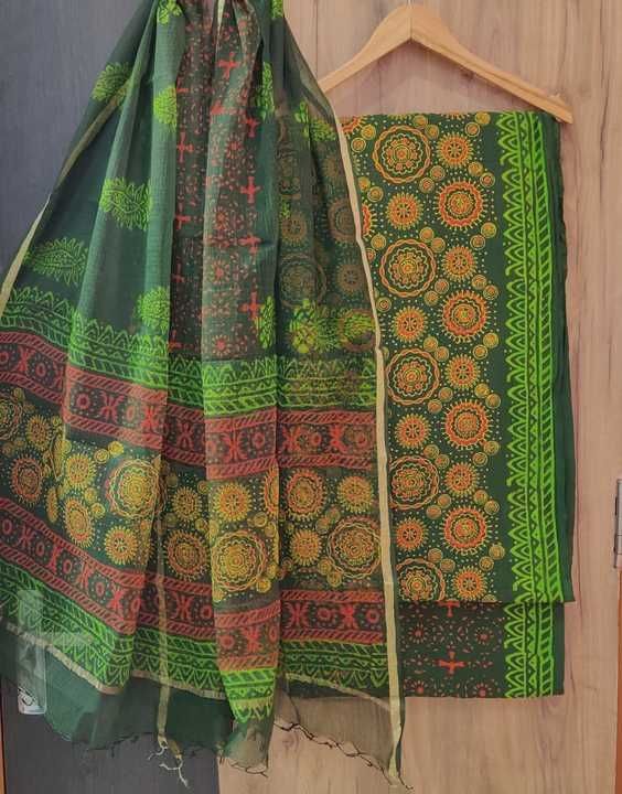 Hand block printed kota doriya suit with dupatta  uploaded by Bagru Hand Block Textile  on 5/31/2021