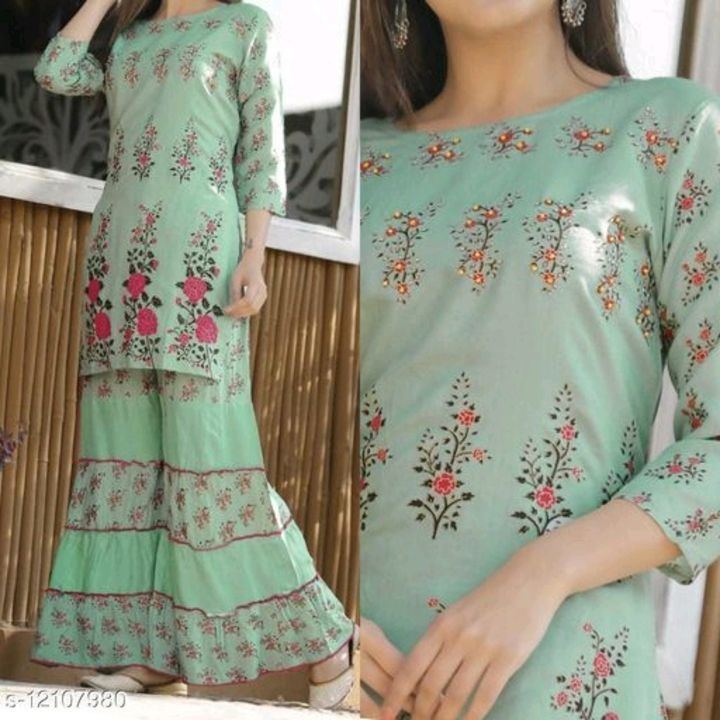 Woman Rayon kurta with Sharara uploaded by All Products Hut on 5/31/2021