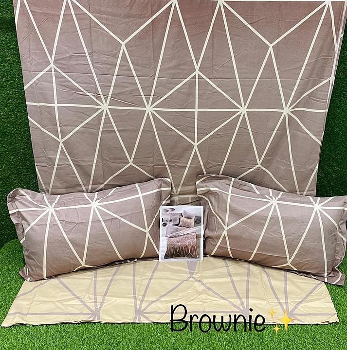 Brownie King 🎊 *Bedsheet Set* 
1 double Bedsheet 110*110 inches
2 large size pillow covers 
Fabric: uploaded by business on 8/9/2020