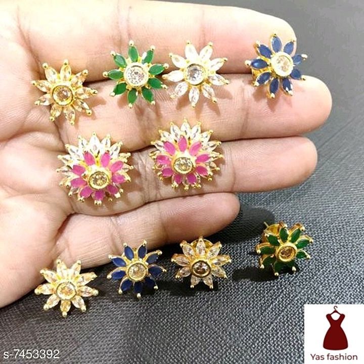 Stone work earrings.. cod avlbl.. combo sets uploaded by Yas fashion on 8/9/2020
