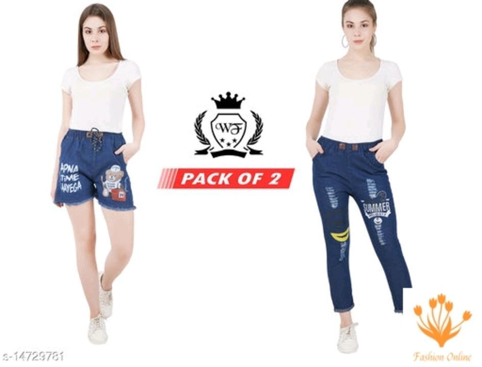 Product image with price: Rs. 500, ID: denim-shorts-dark-blue-bang-bang-denim-jeans-for-women-s-pack-of-2-75fa583b