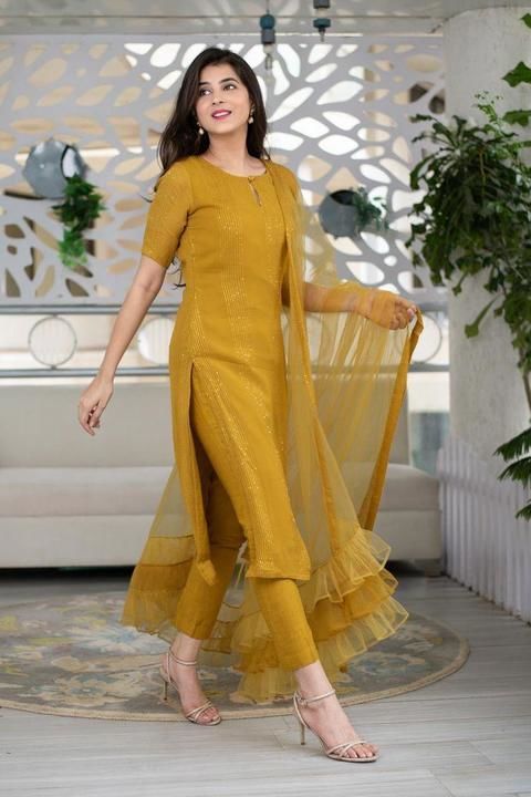 Post image 🎗Description 🎗
Looking for this same colour beautiful Designer Suit On Havy Ratlyon febric with inner on Sequnce work and pant with Ruffle Dupatta.

💃🏻💃🏻 *TOP*💃🏻💃🏻
Fabric.     :- Rayon with inner
Work        :- Thred work with sequnce work
Size          :- Up to 42 (Full-Stiched)
Length.    :-  45

*Pant*
Ferbric.  :- Rayon with inner 
Size.       :- Free (with elastic)
Lenght.  :- 38

*Dupatta* 
Febric.   :- Net 
Work.     :- Ruffle with less
Size.       :- 2M

🍀 *Price* 🍀
*₹1200 *
https://chat.whatsapp.com/ESVy0GGwTbBGsoaelqfWKR