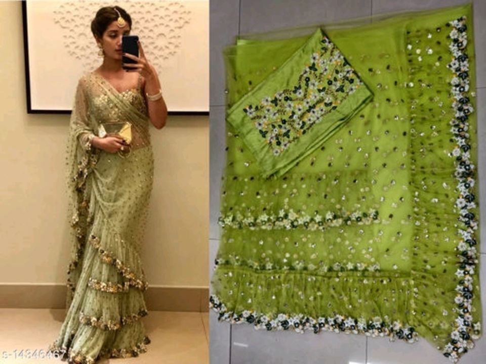 Party wear saree uploaded by business on 6/2/2021