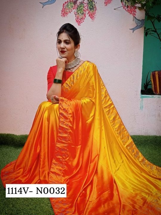 Satin saree uploaded by business on 6/2/2021