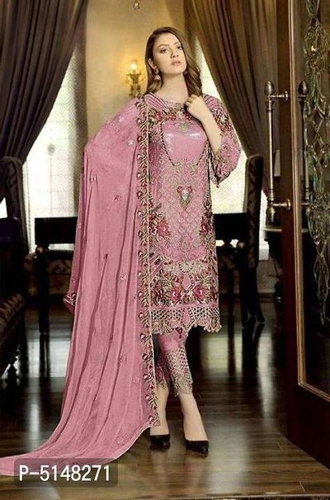 Women's Georgette Embroidered Dress Material with Dupatta uploaded by business on 6/3/2021