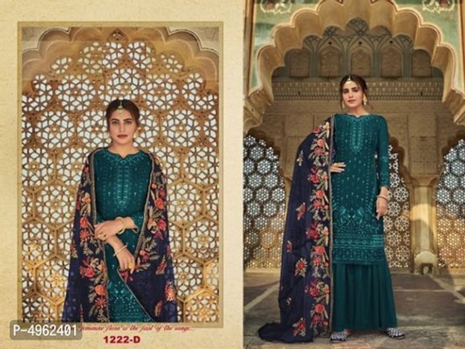 Attractive Faux Georgette Embroidered Dress Material with Dupatta uploaded by Online cart 🙂🙂🙂 on 6/3/2021
