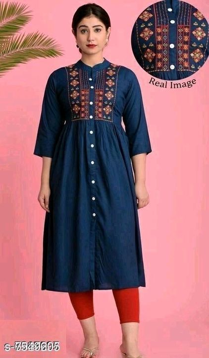Women's embroidered rayon kurti uploaded by Purnima collection on 6/3/2021