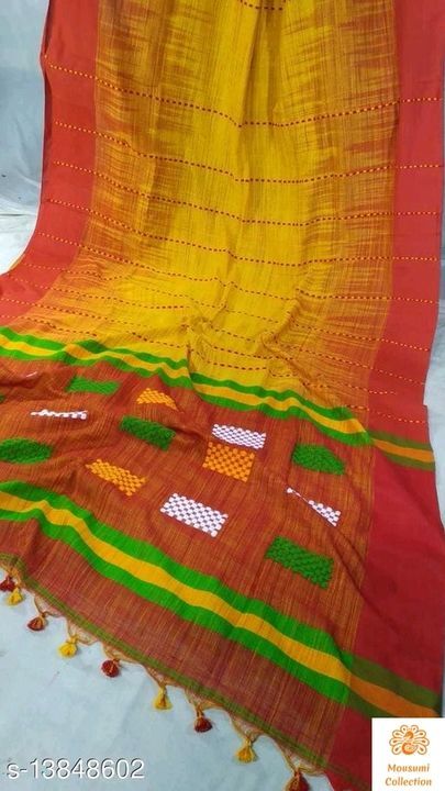 Ikkat khadi cotton saree uploaded by Mousumi collection on 6/3/2021