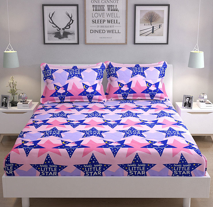 240 TC 100 % Microfiber Star Design One Double Bed Sheet with 2 Pillow Covers uploaded by business on 8/9/2020
