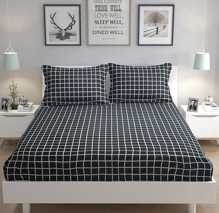 240 TC 100 % Microfiber Checkered Design One Double Bed Sheet with 2 Pillow Covers uploaded by business on 8/9/2020