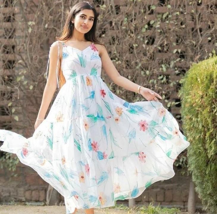 White Floral Maxi uploaded by Rang Bhoomi on 6/3/2021