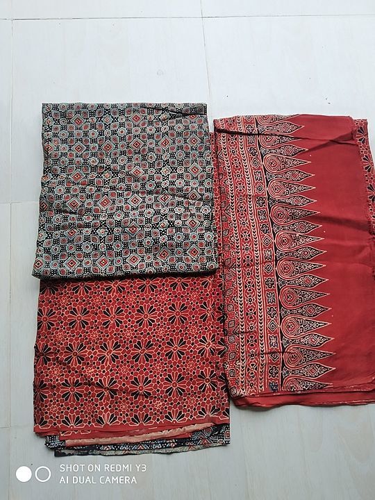 Ajrakh Hand block print suits uploaded by business on 8/10/2020