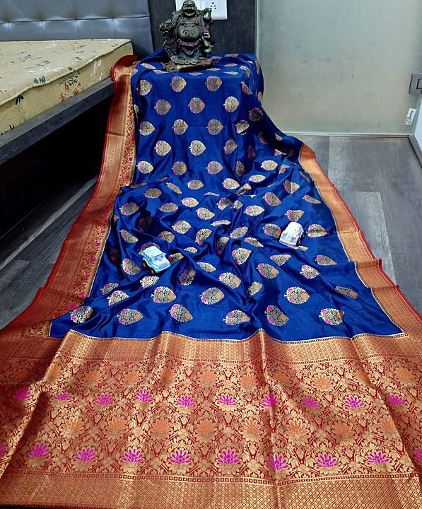 Raw silk fully weaved with jari and meena thread weaving with Rich Pallu uploaded by business on 8/10/2020