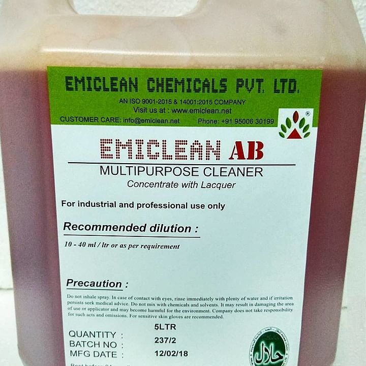 Emiclean AB 5 Ltr: Multipurpose concentrate. Eco-friendly Biodegradable Human Skin Friendly Cleaning uploaded by Emiclean India  on 8/10/2020