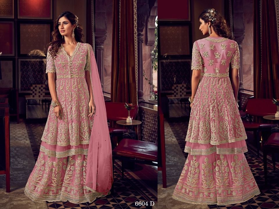 Post image New latest Designer's party'wear Beautiful Birdal fancy Dresses semi stitchined multiple colours available.